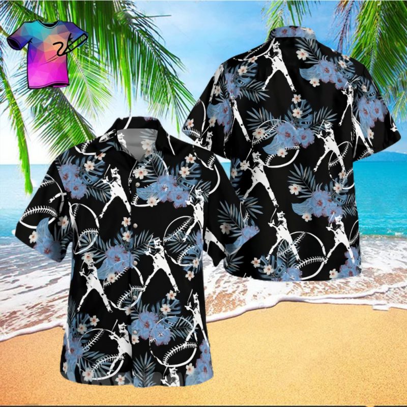 The best selling  Baseball Player All Over Print Hawaiian Shirt   Black