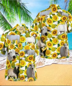 The best selling Brahman Cattle Lovers Sunflower All Over Print Hawaiian Shirt