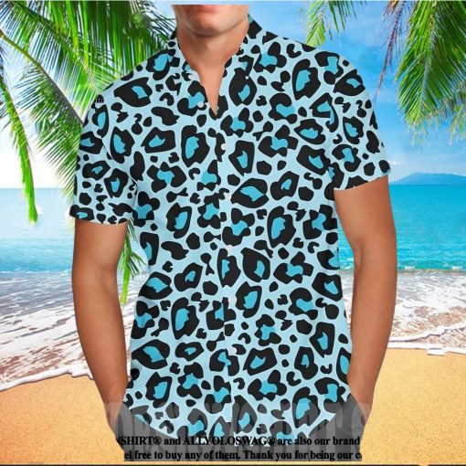 The best selling  Bright Blue Leopard Print Toy Story Ken Inspired All Over Print Hawaiian Shirt