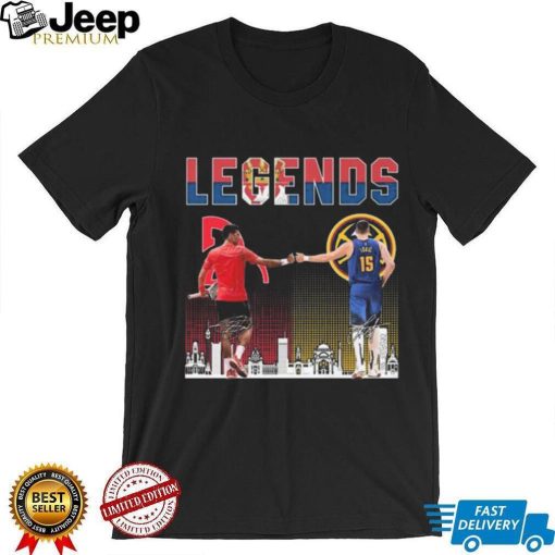 The egends novak djokovic and nikola jokić skyline signature 2023 shirt