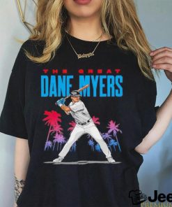 The great Dane Myers Miami Marlins baseball shirt