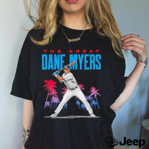 The great Dane Myers Miami Marlins baseball shirt