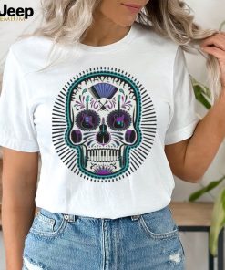 The mavericks merch world purple and blue ray skull shirt