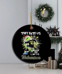 They Hate Us Because They Ain’t Us Michigan Wolverines Christmas Grinch Santa Logo Behind 2023 Ornament