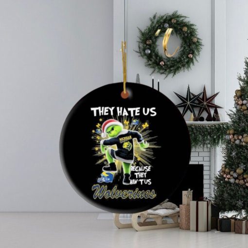 They Hate Us Because They Ain’t Us Michigan Wolverines Christmas Grinch Santa Logo Behind 2023 Ornament