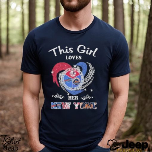 This Girl Loves Her New York Sports Teams Logo Yankees x Mets x Buffalo Bills Heart Diamond 2023 Shirt