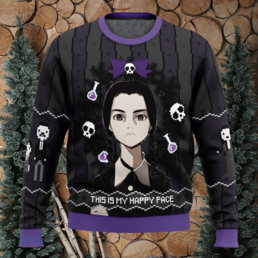 This is my Happy Face Wednesday Addams Xmas Ugly Christmas Sweater Christmas Gift For Men And Women