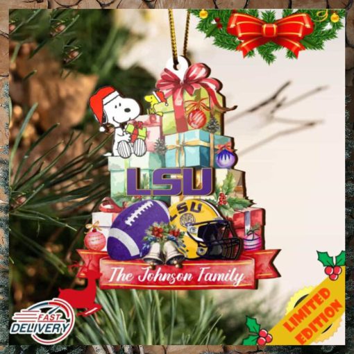 Tigers And Snoopy Christmas NCAA Ornament Custom Your Family Name