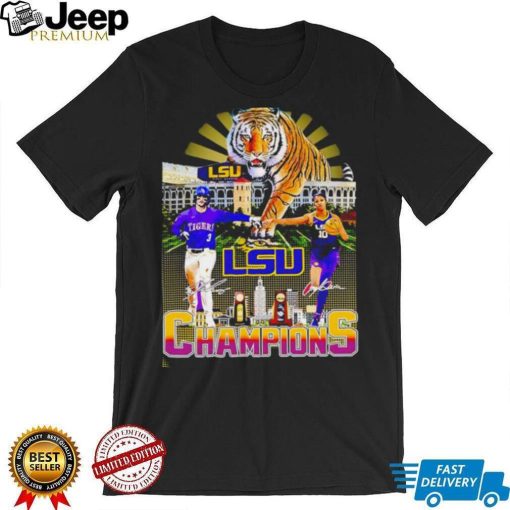 Tigers LSU Champions Dylan Crews and Angel Reese signatures Vintage shirt