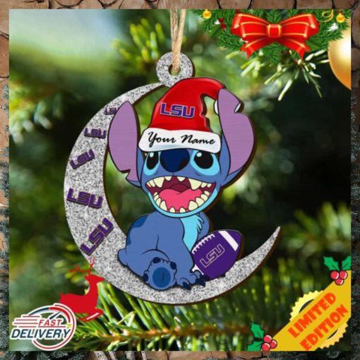 Tigers Stitch Christmas Ornament NCAA And Stitch With Moon Ornament