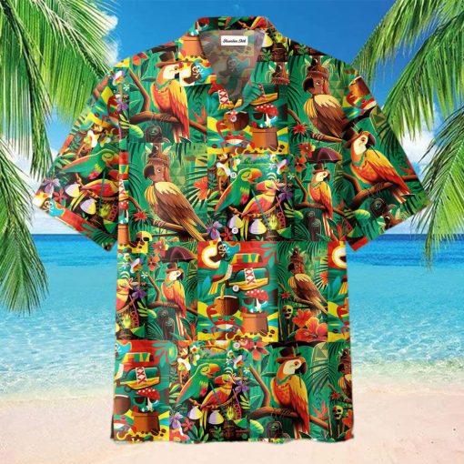 Tiki Tiki Parrot Art Unisex Hawaiian Aloha Shirts