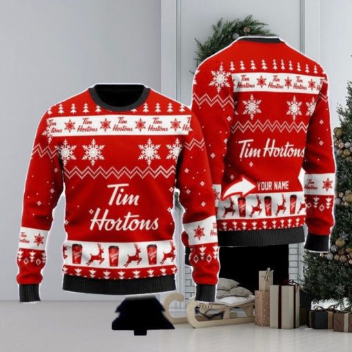 Tim Hortons Personalized Name And Number Ugly Christmas Sweater Christmas Holiday Gift