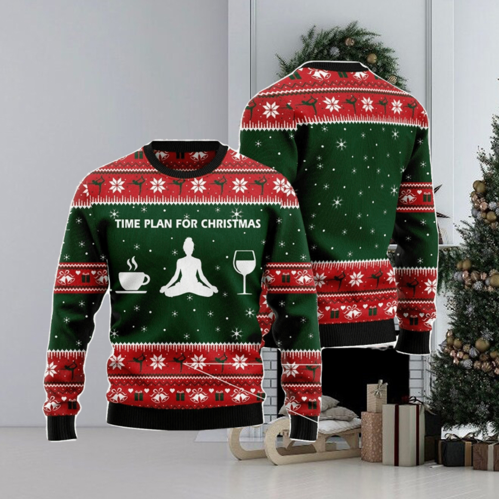 Time Plan For Christmas Yoga Family Gift Ugly Christmas Sweater