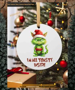 Toasty Grinch Cat Christmas Bauble, Funny Grinch Christmas Tree Decorations