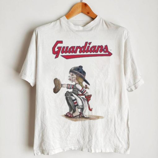 Toddler Cleveland Guardians Tiny Turnip White Kate The Catcher shirt