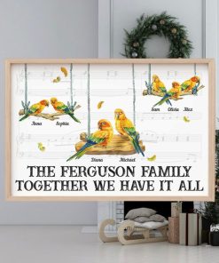 Together We Have It All, Parrot Bird Family Personalized Canvas Poster, Gift For Family