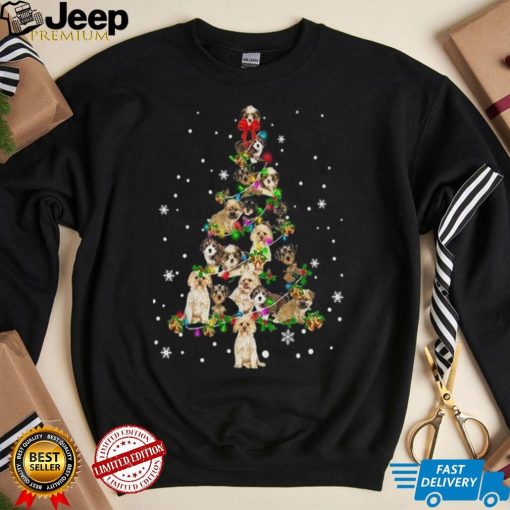 Top Cute Morkie dog Christmas Tree gift decor Xmas tree t shirt