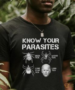 Top know your parasites anti joe biden deer tick wood tick lone star tick luna tick shirt