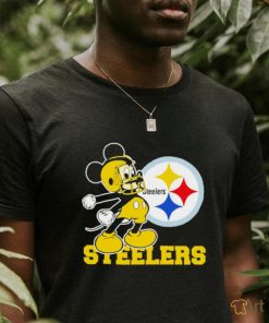 Top mickey Mouse cartoon NFL Pittsburgh Steelers football player helmet logo shirt