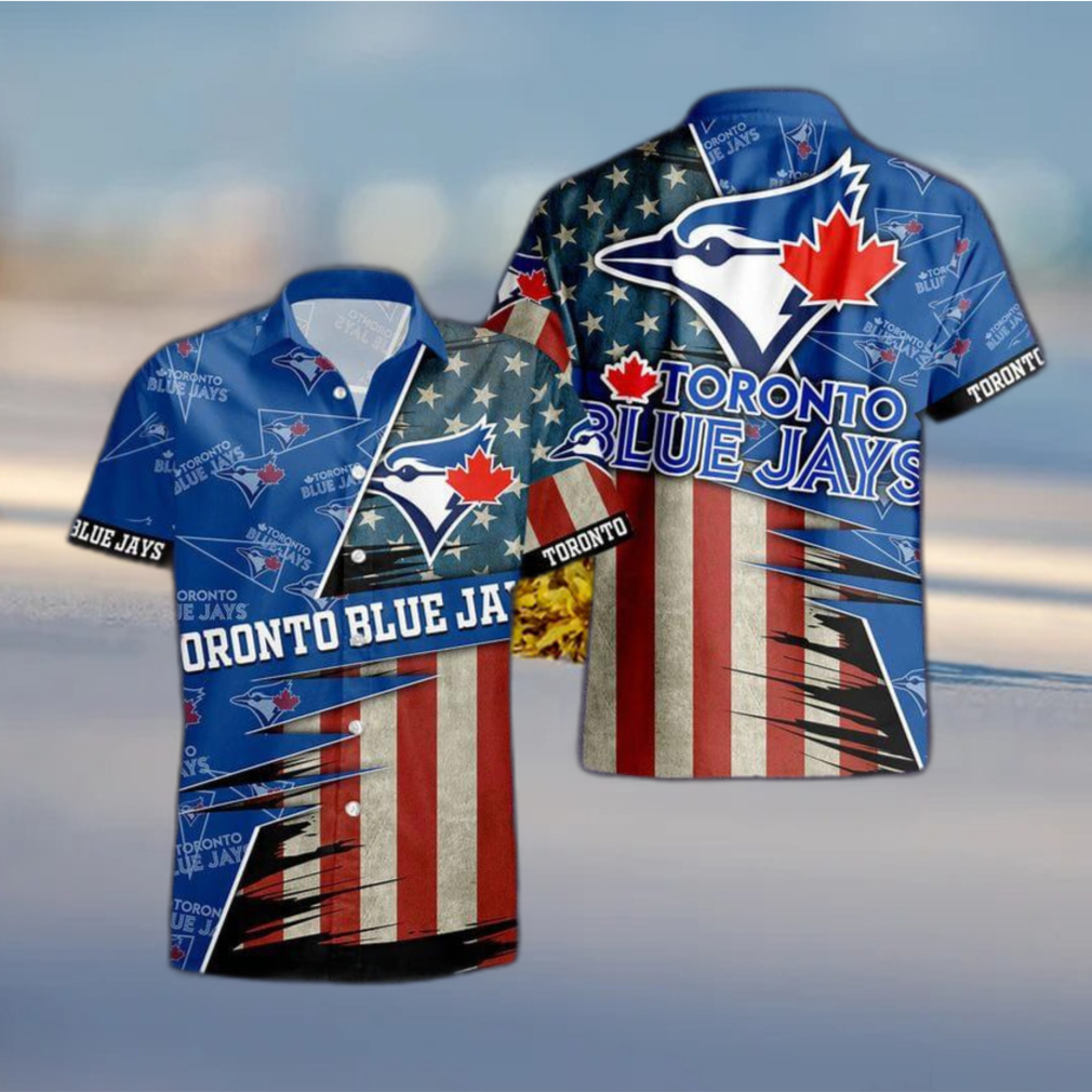 Toronto Blue Jays American Flag Logo Hawaiian Shirt Vacation Gift For Men And Women Gift