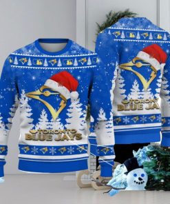 Toronto Blue Jays Logo Wearing Santa Hat Christmas Gift Ugly Christmas Sweater Christmas Gift Ideas