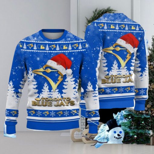 Toronto Blue Jays Logo Wearing Santa Hat Christmas Gift Ugly Christmas Sweater Christmas Gift Ideas