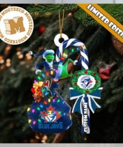 Toronto Blue Jays MLB Grinch Candy Cane Personalized Xmas Gifts Christmas Tree Decorations Ornament 300x300