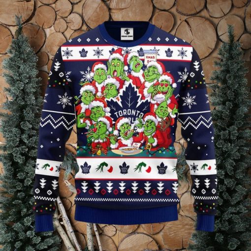 Toronto Maple Leafs 12 Grinch Xmas Day Ugly Christmas Sweater For Sport Fans Christmas Gift