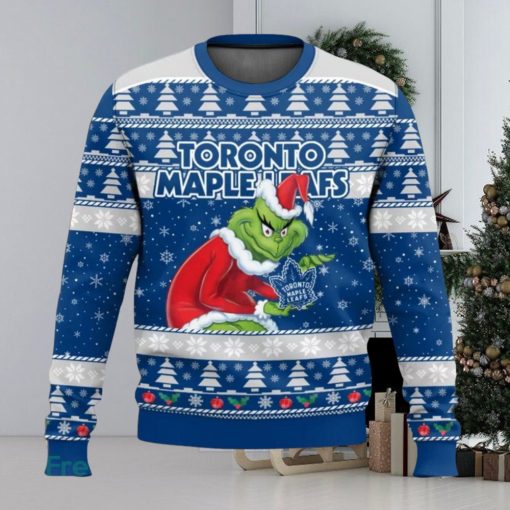 Toronto Maple Leafs Grinch AOP Ugly Christmas Sweater Christmas Gift For Men And Women