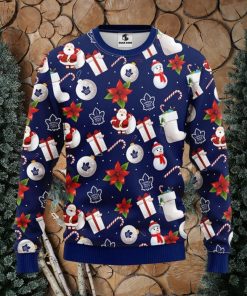 Toronto Maple Leafs Santa Claus Snowman Ugly Christmas Sweater For Sport Fans Christmas Gift