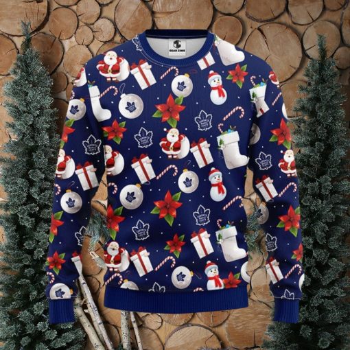 Toronto Maple Leafs Santa Claus Snowman Ugly Christmas Sweater For Sport Fans Christmas Gift