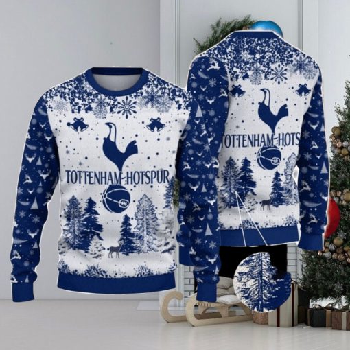 Tottenham Hotspur Big Logo Pine Trees Big Fans Gift Christmas Sweater For Men And Women