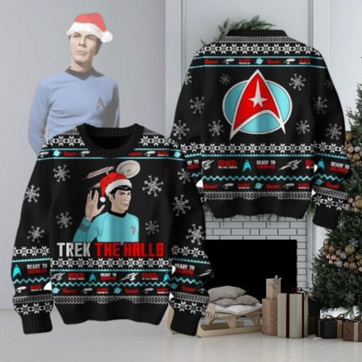 Trek The Halls Space The Final Frontier Ready To Discover Albert Condition Red Star Trek Ugly Sweater