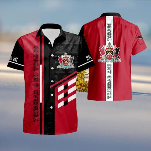 Trinidad And Tobago Coat Of Arms Button Down Set 3D Hawaiian Shirt And Short Gift For Men And Women