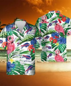 Tropical Aloha Buffalo Bills Flamingo Hawaiian Shirt Palm Leaves Pattern Gift For Beach Trip