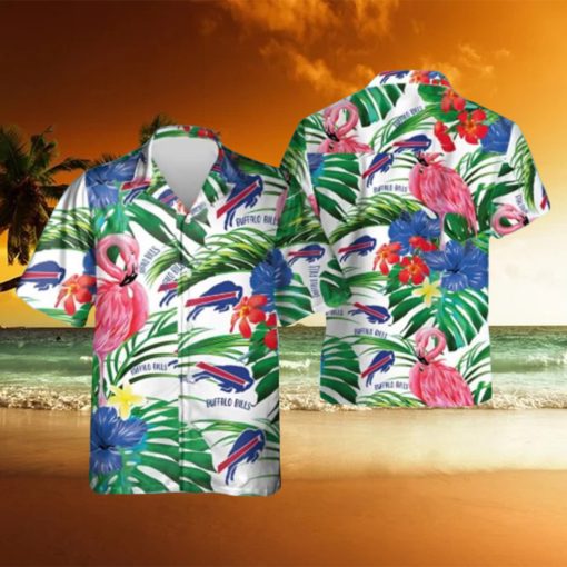 Tropical Aloha Buffalo Bills Flamingo Hawaiian Shirt Palm Leaves Pattern Gift For Beach Trip