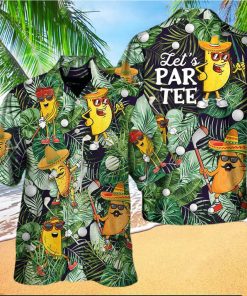 Tropical Aloha Funny Taco Playing Golf Let's Par Tee Palm Leaves Pattern Hawaiian Shirt