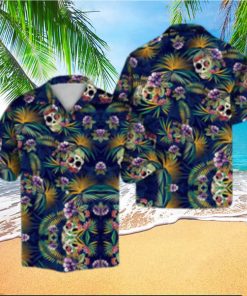 Tropical Blue Skull Hawaiian Shirt Summer Button Up For Men Women Couple