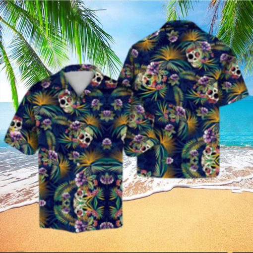 Tropical Blue Skull Hawaiian Shirt Summer Button Up For Men Women Couple