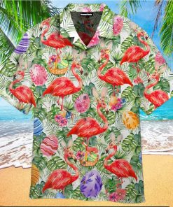 Tropical Flamingo Easter Eggs Hawaiian Shirt