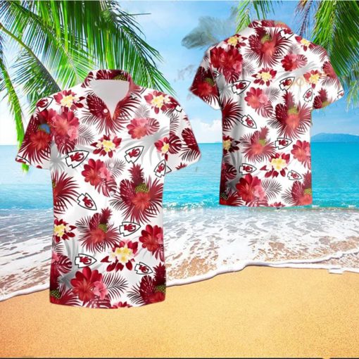 Tropical Flower Pattern On White Theme Hawaiian Shirt