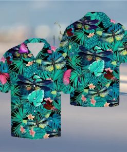 Tropical Forest Dragonfly Hawaiian Summer Beach Shirt Full Over Print