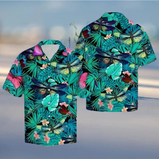 Tropical Forest Dragonfly Hawaiian Summer Beach Shirt Full Over Print