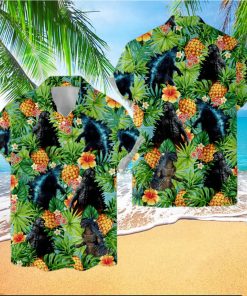 Tropical Godzilla Hawaiian Shirts For Men Women Funny Hibiscus Hawaiian