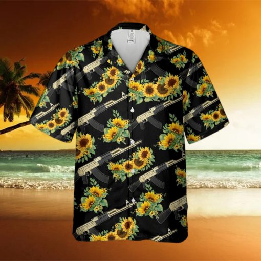 Tropical Gun Ak47 Machine Guns And Sunflowers Hawaiian Shirt Summer Gift For Men And Women 5vdnpTUuV