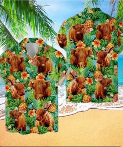 Tropical Highland Cow 3D Hawaiian Shirt