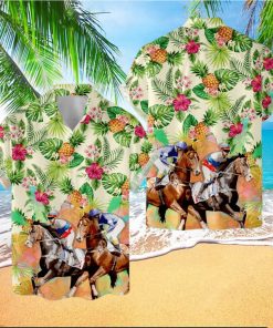 Tropical Horse Racing Hawaiian Shirt For Men Women Horse Painting Shirt