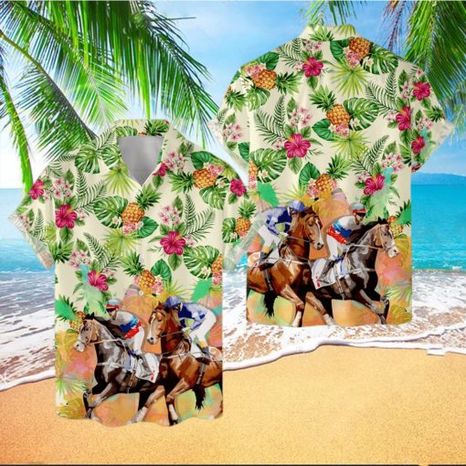 Tropical Horse Racing Hawaiian Shirt For Men Women  Horse Painting Shirt