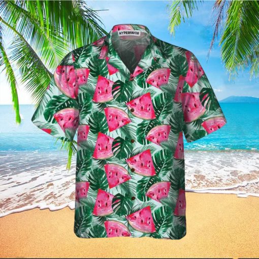 Tropical Palm Leaves Watermelon Hawaiian Shirt, Cool Watermelon Shirt For Men & Women