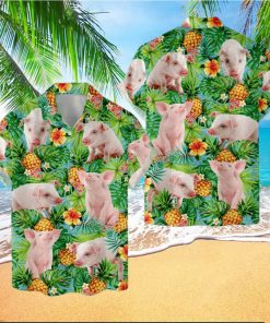 Tropical Pig Hawaiian Shirts For Men Women Pig Lover Aloha Summer Beach Animal Shirt